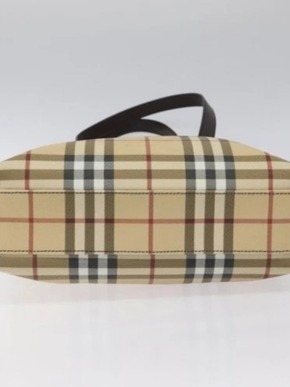 BURBERRY Nova Check Tote Bag PVC Leather Beige Brown Auth BA401 - Picture 5 of 16